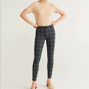 Mango Printed Stretchy Grey Leggings Trousers With Stripes Size US M Fit Bigger